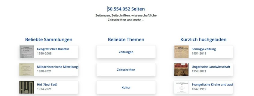 Zugang zu ungarischen Zeitungen und Zeitshriften bei adt.Arcanum.com