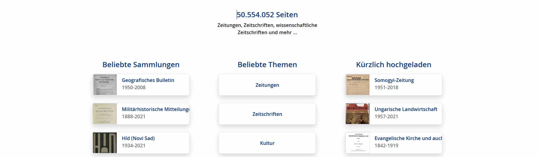 Zugang zu ungarischen Zeitungen und Zeitshriften bei adt.Arcanum.com