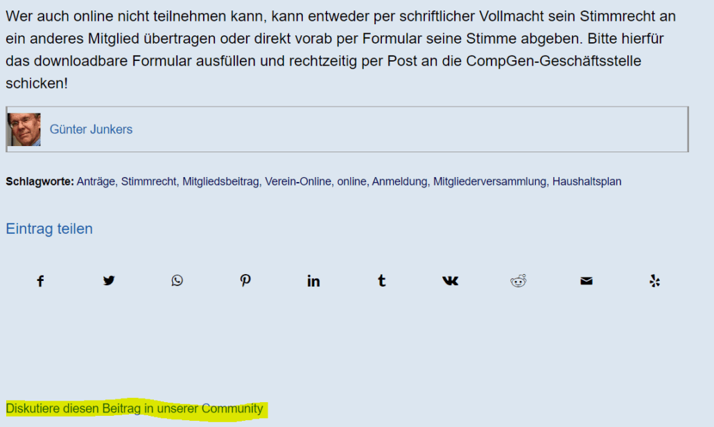 Unterm CompGen-Blog-Beitrag ein Link zur Diskussion auf Discourse