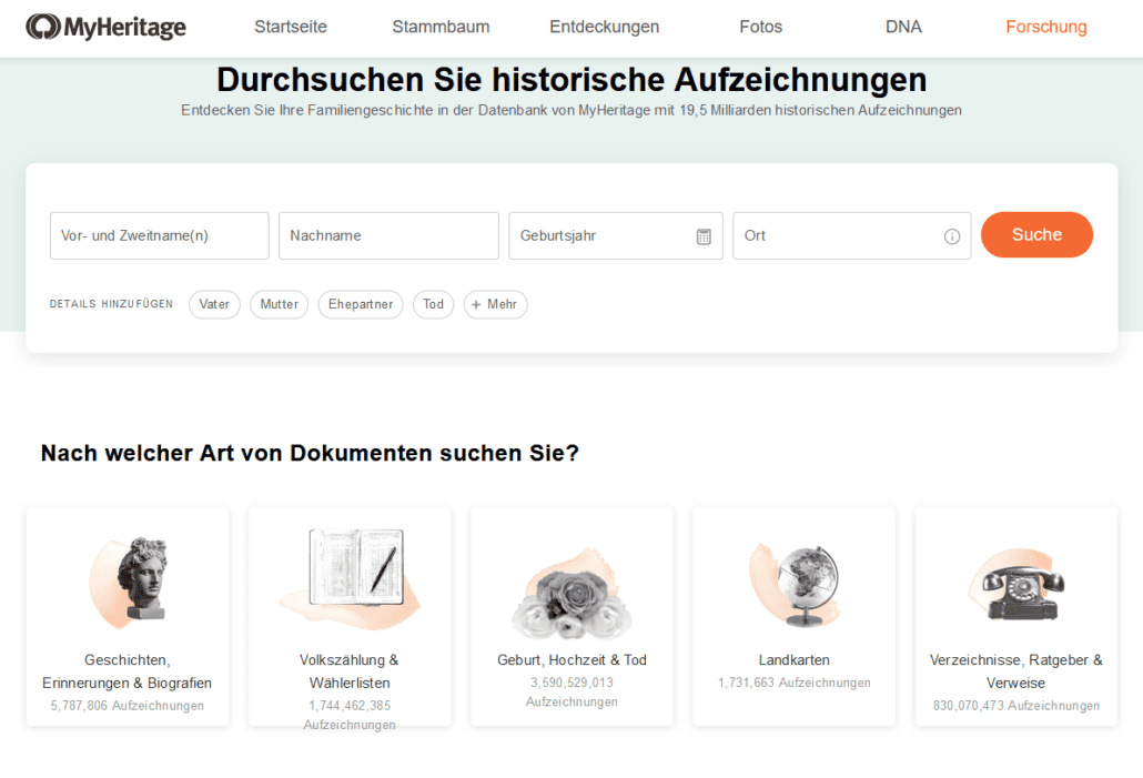 Angebot Fünf Tage kostenlos zu MyHeritage