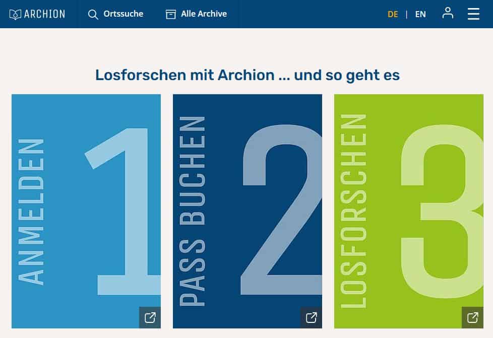 Das Kirchenbuchportal Archion in neuem Gewand