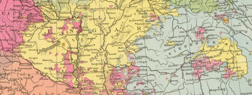 Völkerkarte Ungarn 1881 mit Siebenbürger Sachsen und Donauschwaben