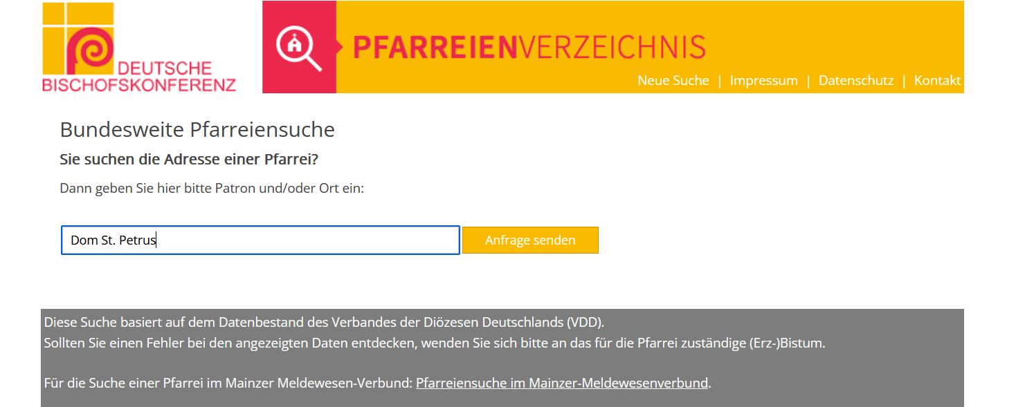 Pfarreienverzeichnis katholischer Gemeinden in Deutschland