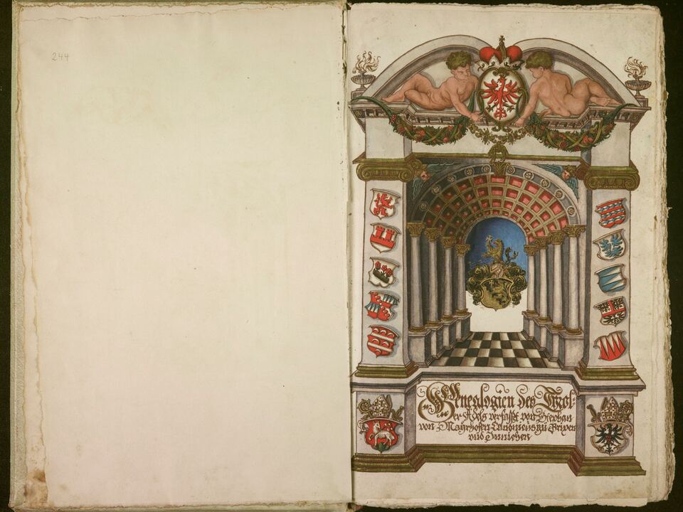 Titelseite von Stafflers „Genealogien des Tiroler Adels“