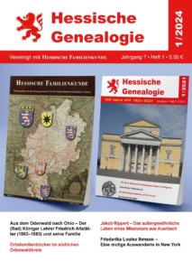 Titelseite „Hessische Genealogie“ 1/2024