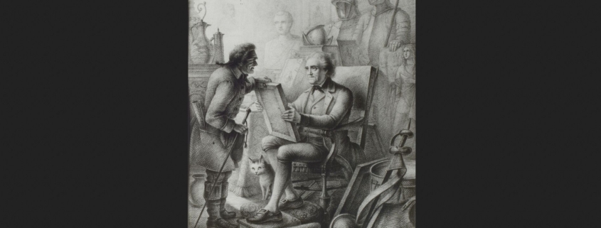 Wallraf inmitten seiner Sammlung Zeichnung von Nikolaus B. Salm, um 1820