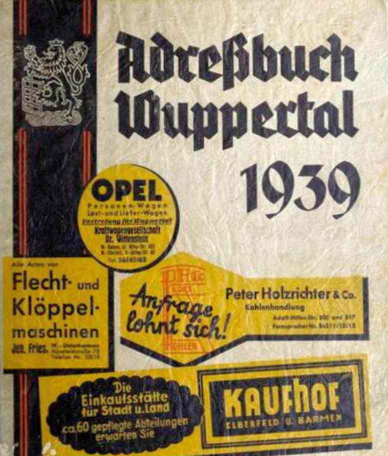 Wuppertaler Adressbuch von1939 in der DigiBib von CompGen