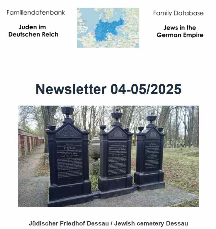 Informationen zur Familiendatenbank Juden im Deutschen Reich
