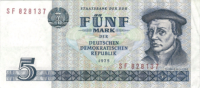 Fünk-Mark-Schein der DDR mit Thomas Müntzer