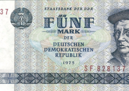 Fünk-Mark-Schein der DDR mit Thomas Müntzer