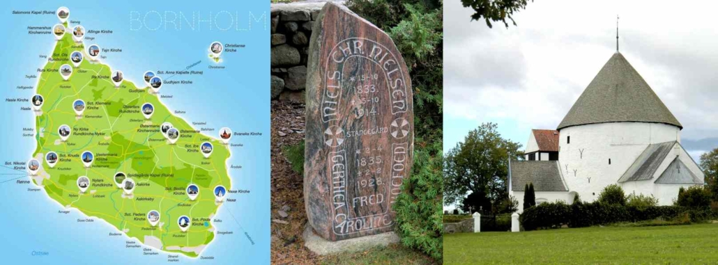 Auf der Wikinger-Insel Bornholm sind interessante Grabsteine und Kirchenbauten