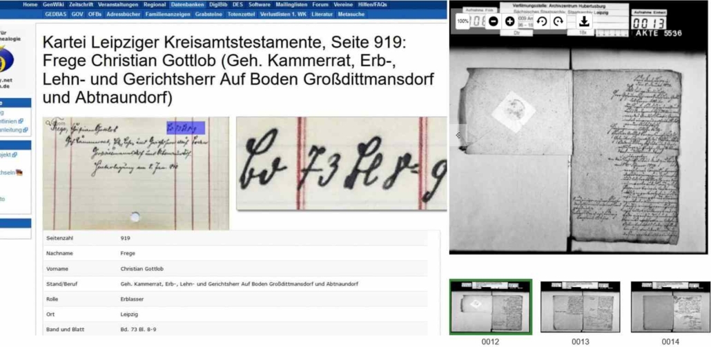 Digitalisate der Leipziger Testamente