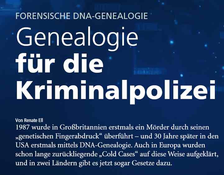 CG-Artikel zur forensischen DNA-Genealogie in Heft 3/2025