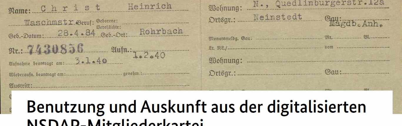 NSDAP-Mitgliederkartei (Quelle: Bundesarchiv)