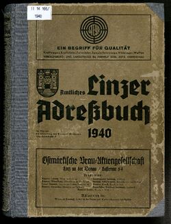 Eines der vier neue Adressbücher: Linz 1940