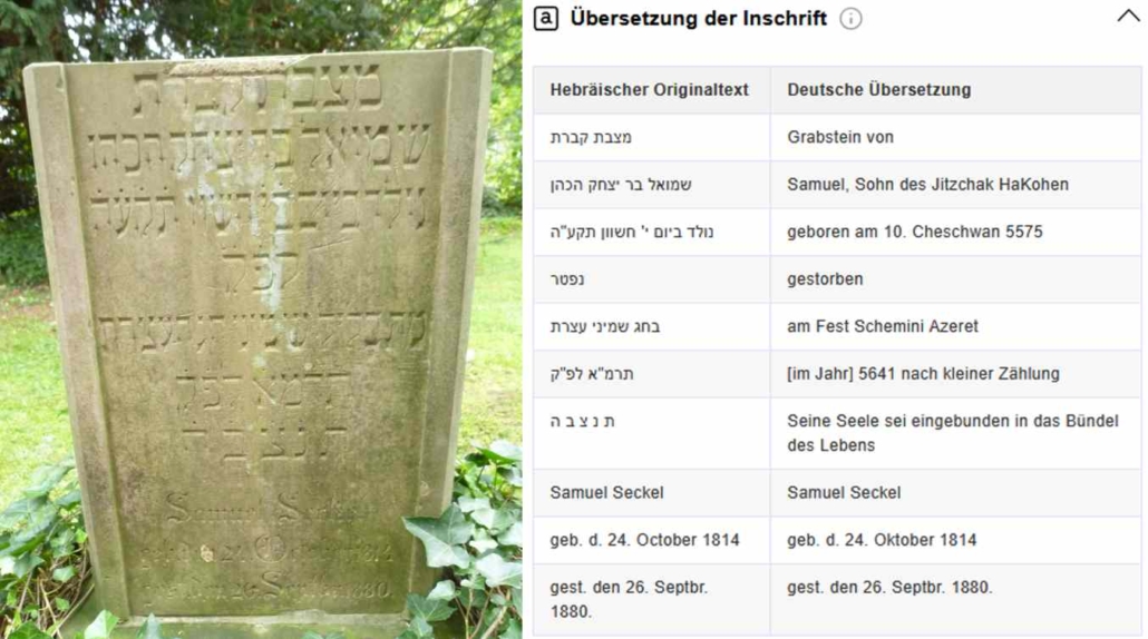 Testbeispiel Grabstein mit neuer KI-Anwendung „Scribe AI“