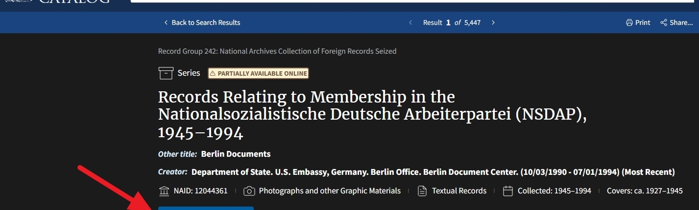 NSDAP-Mitgliederkartei Suche im US-Nationalarchiv