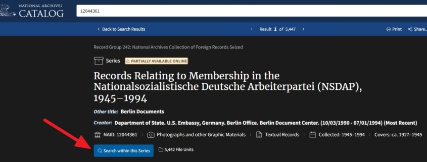 NSDAP-Mitgliederkartei Suche im US-Nationalarchiv