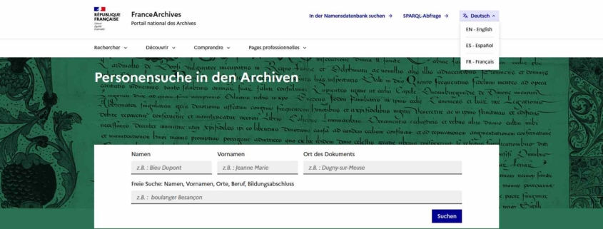 Suche in Französischen Archiven