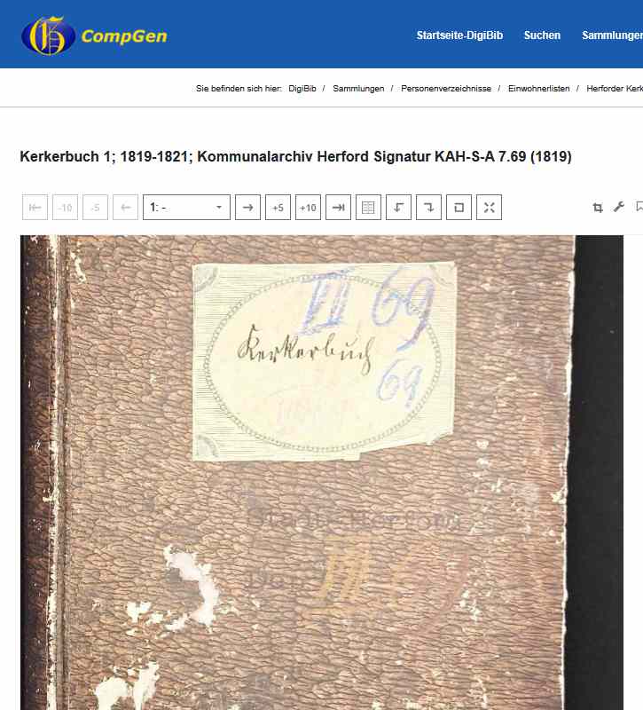 Das erste der Herforder Kerkerbücher aus dem 19. Jahrhundert in der DigiBib