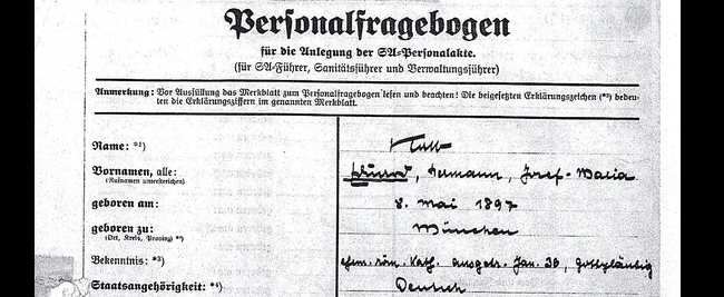 SS Personalfragebogen (Quelle: Wikipedia)