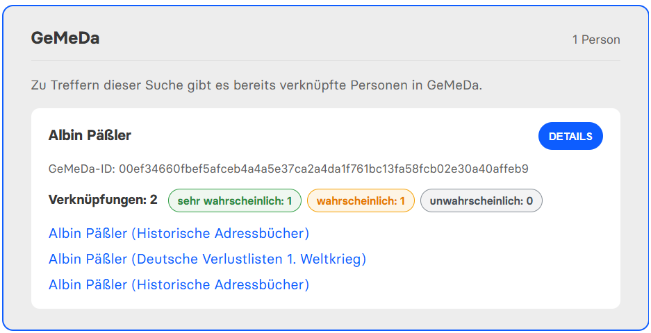 Anzeige vorhandener Verknüpfungen